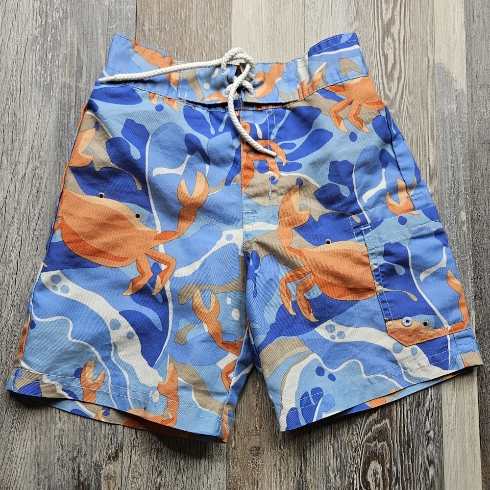 Janie And Jack Boy's 2T Swim Trunks Mesh Lined Crab Prints